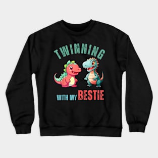 Twinning With My Bestie Twins Day Friends Kids Crewneck Sweatshirt